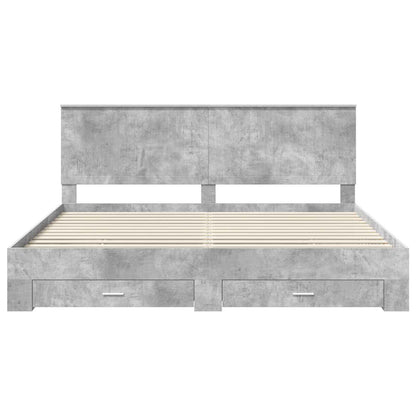 Struttura del letto con testiera Grigio cemento 200 x 200 cm | homemem39