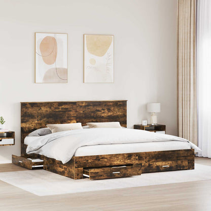 Struttura del letto Rovere fumé 200 x 200 cm Legno multistrato | homemem39