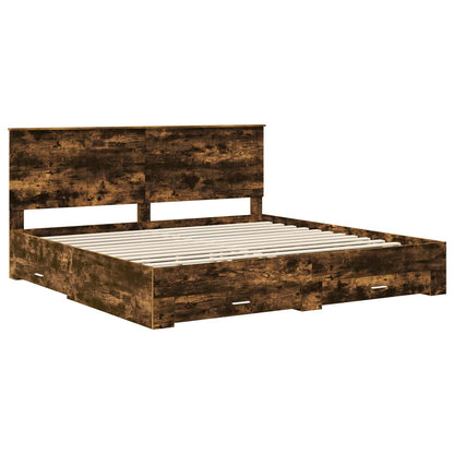 Struttura del letto Rovere fumé 200 x 200 cm Legno multistrato | homemem39