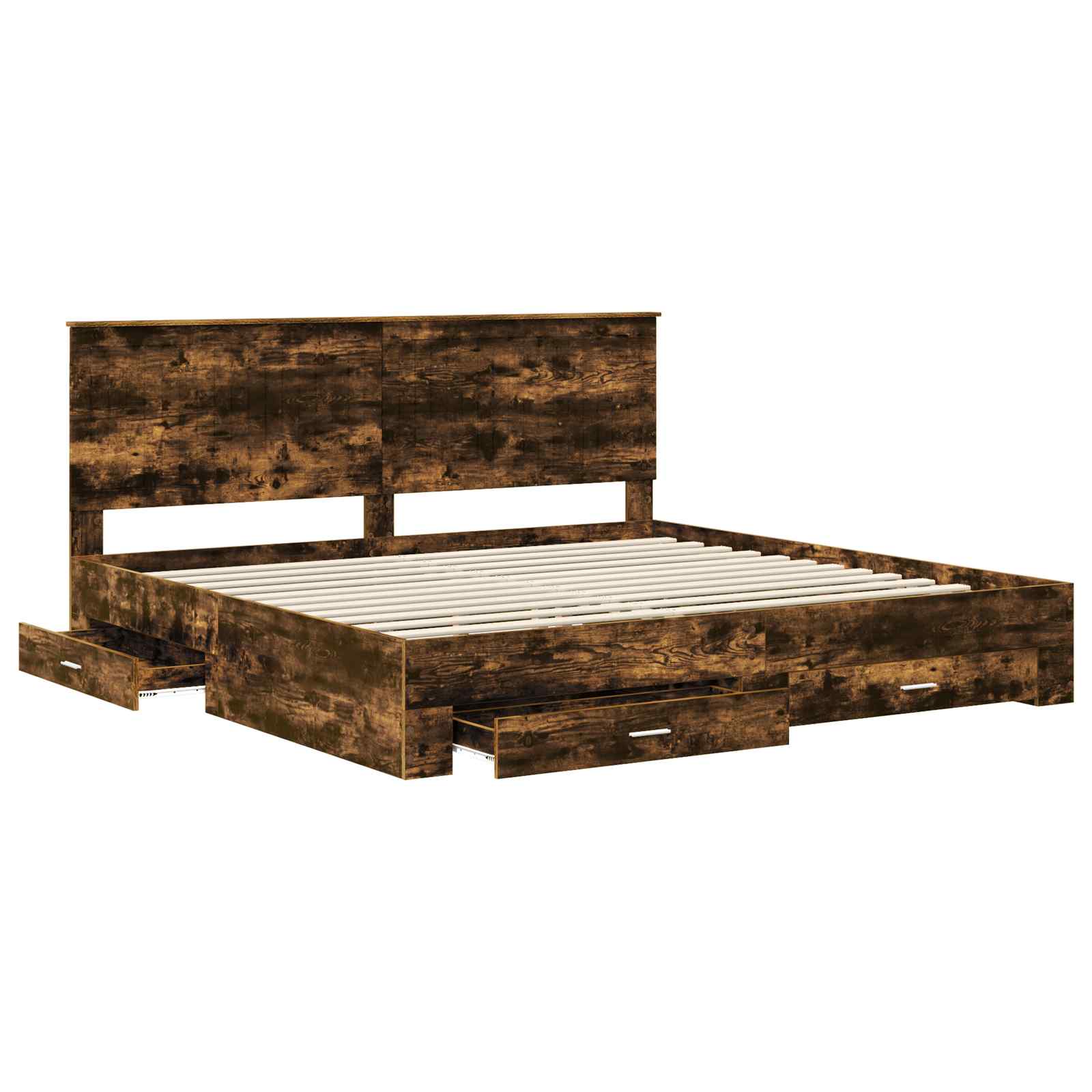 Struttura del letto Rovere fumé 200 x 200 cm Legno multistrato | homemem39