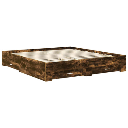 Struttura del letto Rovere fumé 200 x 200 cm Legno multistrato | homemem39