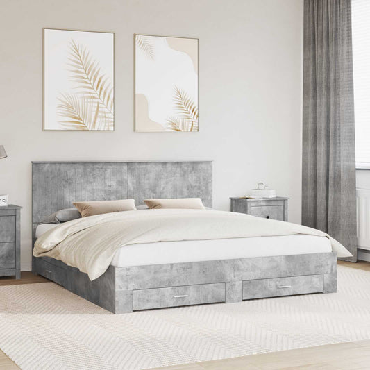 Struttura del letto con testiera Grigio cemento 180 x 200 cm | homemem39