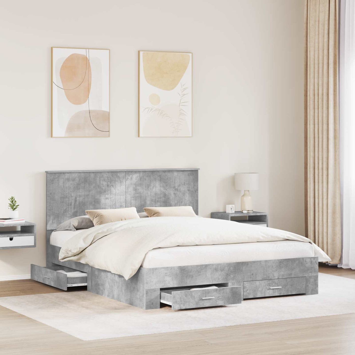 Struttura del letto con testiera Grigio cemento 160 x 200 cm | homemem39