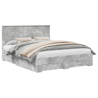Struttura del letto con testiera Grigio cemento 160 x 200 cm | homemem39