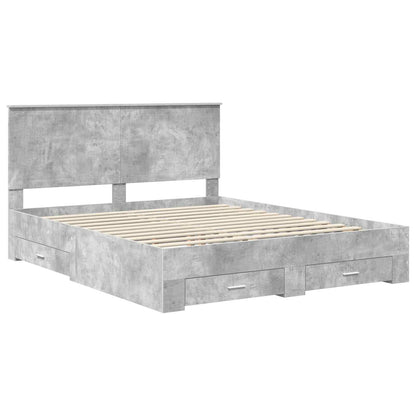 Struttura del letto con testiera Grigio cemento 160 x 200 cm | homemem39