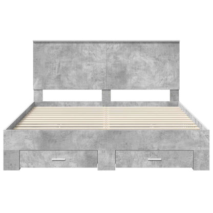 Struttura del letto con testiera Grigio cemento 160 x 200 cm | homemem39