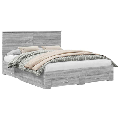 Struttura del letto con testiera Grigio Sonoma 160 x 200 cm | homemem39