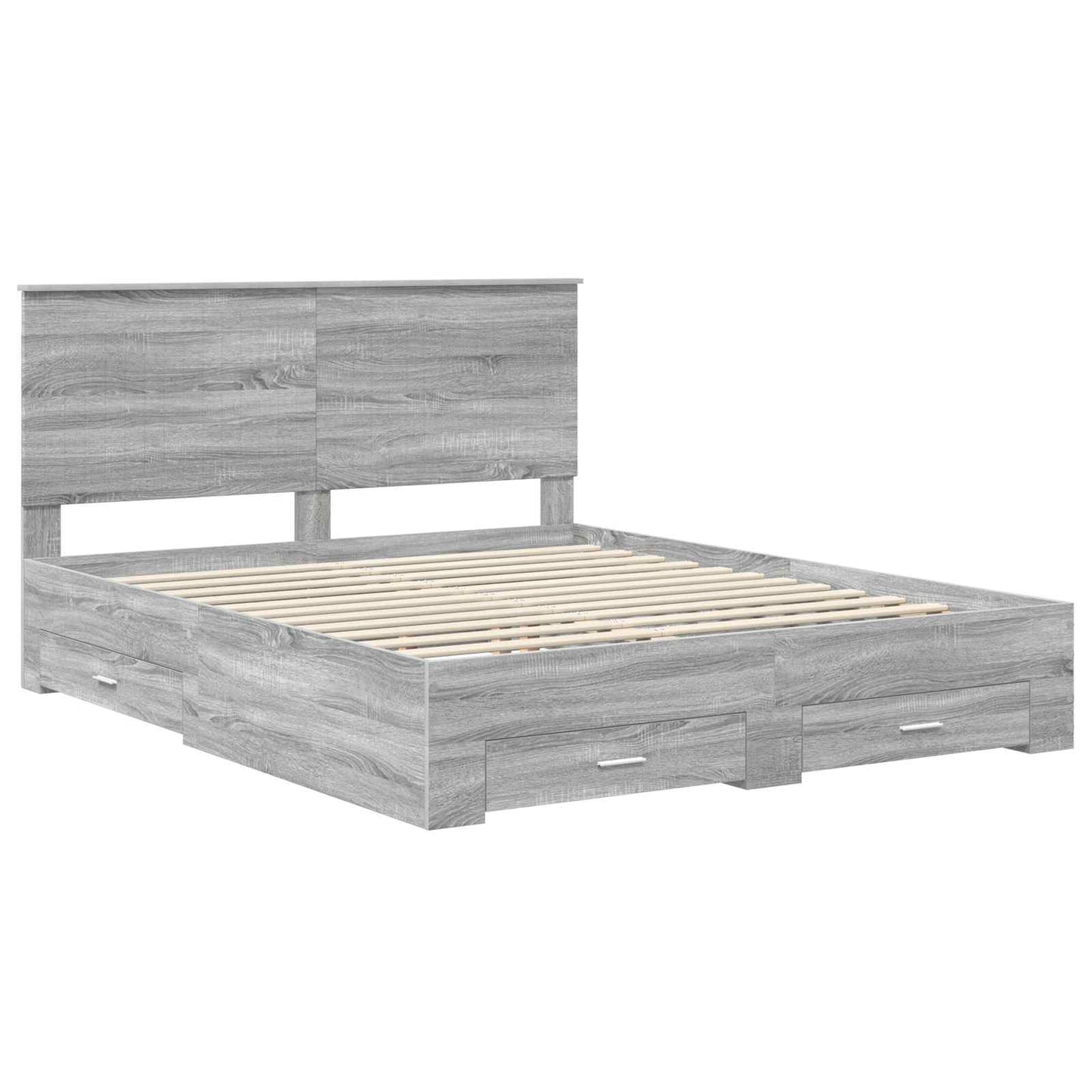 Struttura del letto con testiera Grigio Sonoma 160 x 200 cm | homemem39