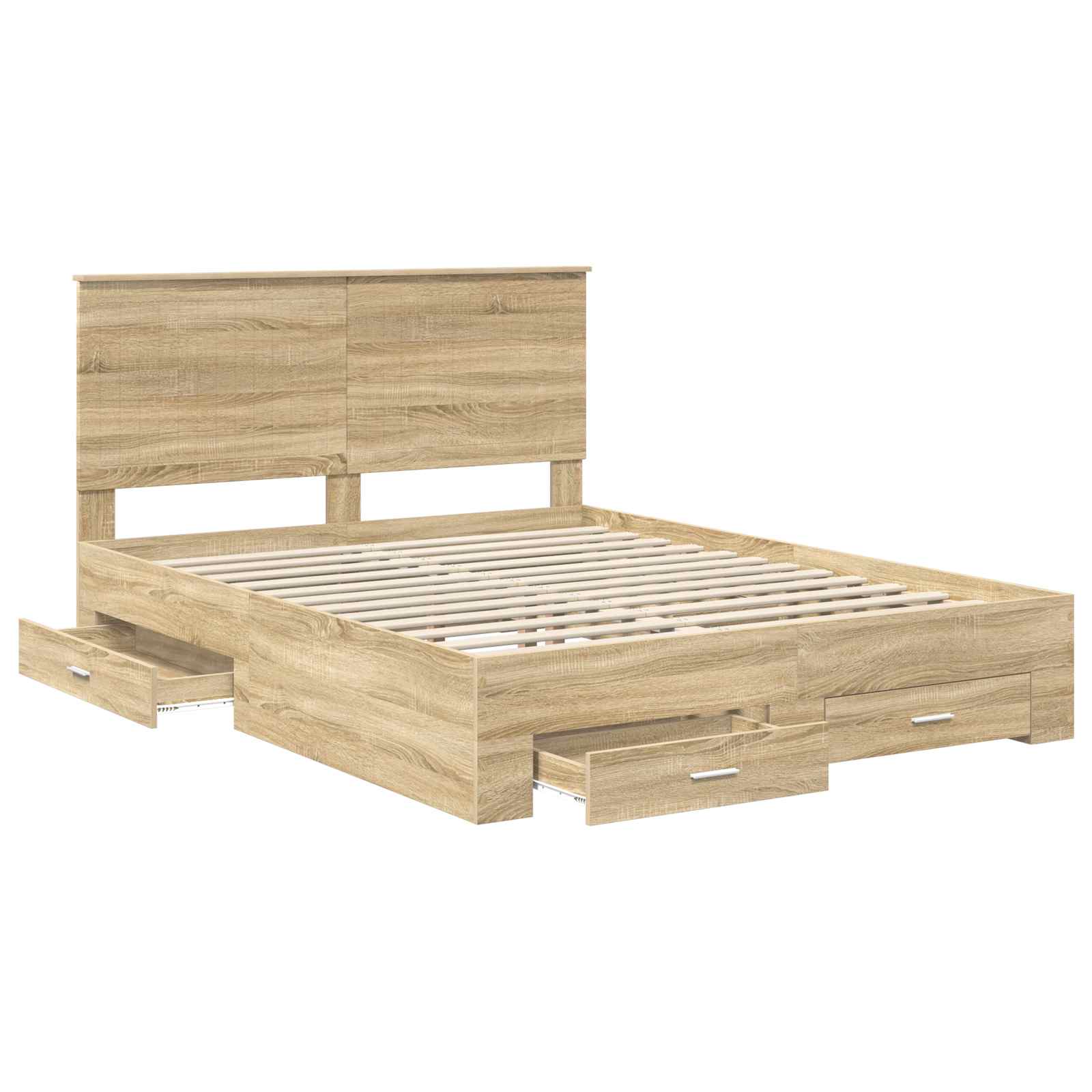 Struttura del letto con testiera Rovere Sonoma 150 x 200 cm | homemem39