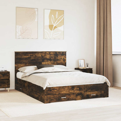Struttura del letto Rovere fumé 150 x 200 cm Legno multistrato | homemem39