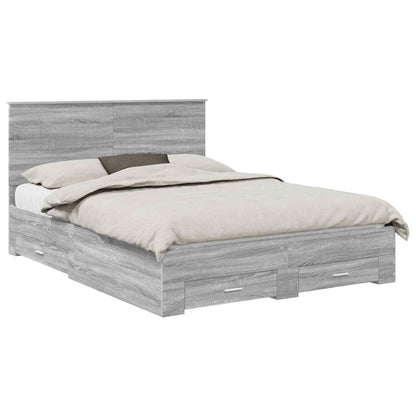 Struttura del letto con testiera Grigio Sonoma 150 x 200 cm | homemem39