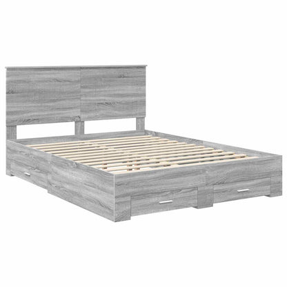 Struttura del letto con testiera Grigio Sonoma 150 x 200 cm | homemem39