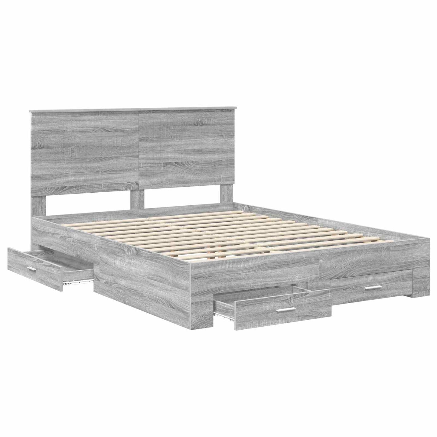 Struttura del letto con testiera Grigio Sonoma 150 x 200 cm | homemem39