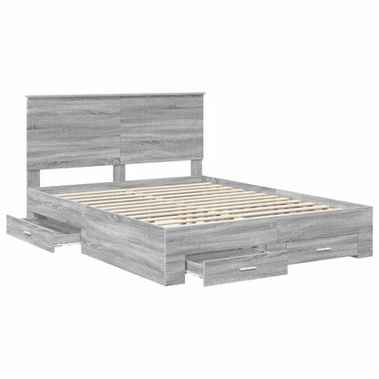 Struttura del letto con testiera Grigio Sonoma 150 x 200 cm | homemem39