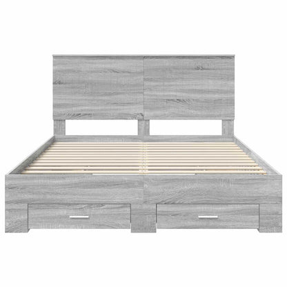 Struttura del letto con testiera Grigio Sonoma 150 x 200 cm | homemem39