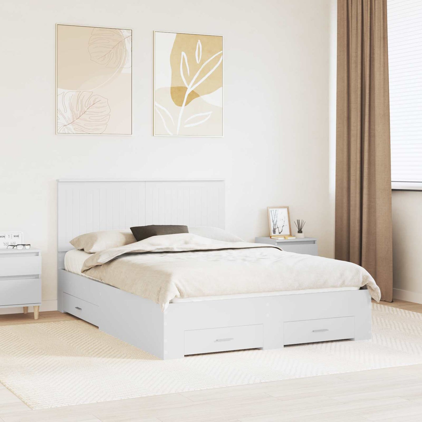 Struttura del letto Bianco 140 x 200 cm Legno multistrato | homemem39