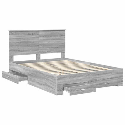 Struttura del letto con testiera Grigio Sonoma 140 x 200 cm | homemem39
