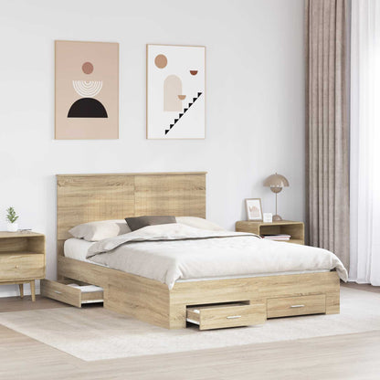 Struttura del letto con testiera Rovere Sonoma 140 x 190 cm | homemem39