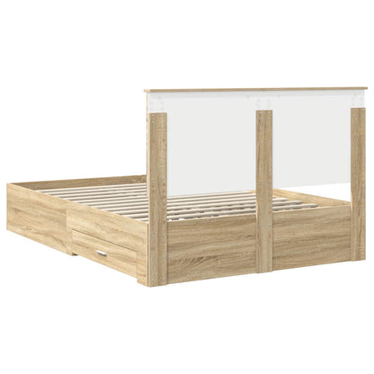 Struttura del letto con testiera Rovere Sonoma 140 x 190 cm | homemem39