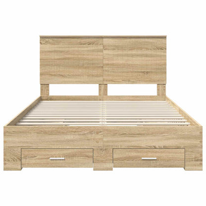 Struttura del letto con testiera Rovere Sonoma 140 x 190 cm | homemem39