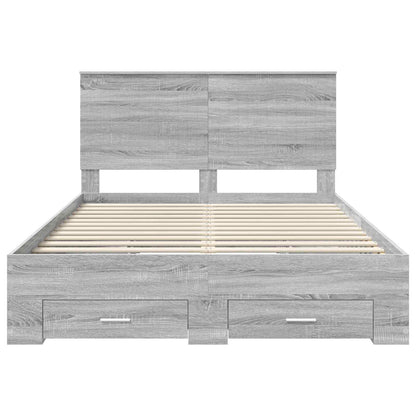 Struttura del letto con testiera Grigio Sonoma 140 x 190 cm | homemem39