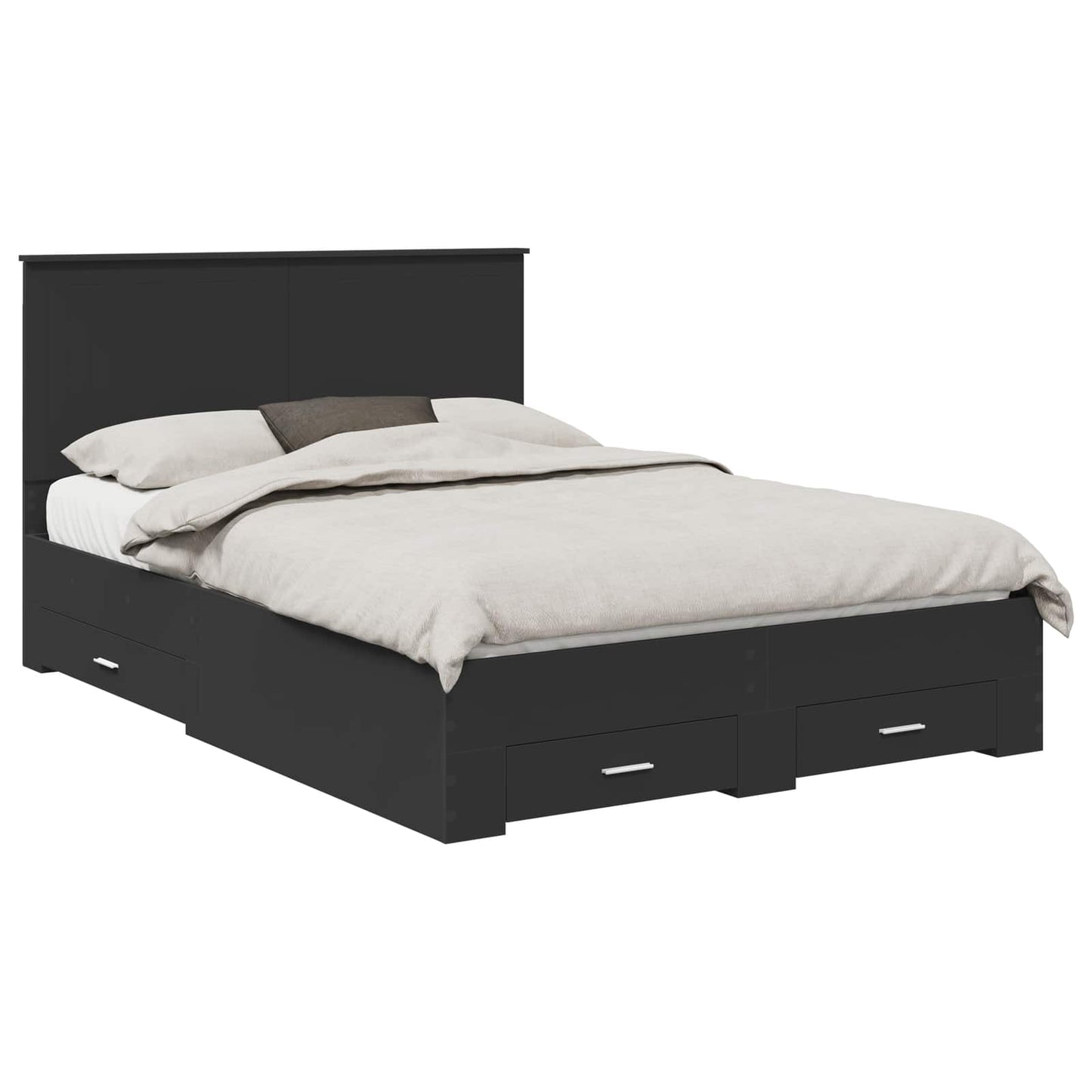Struttura del letto Nero 135 x 190 cm Legno multistrato | homemem39