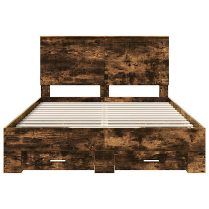 Struttura del letto Rovere fumé 135 x 190 cm Legno multistrato | homemem39