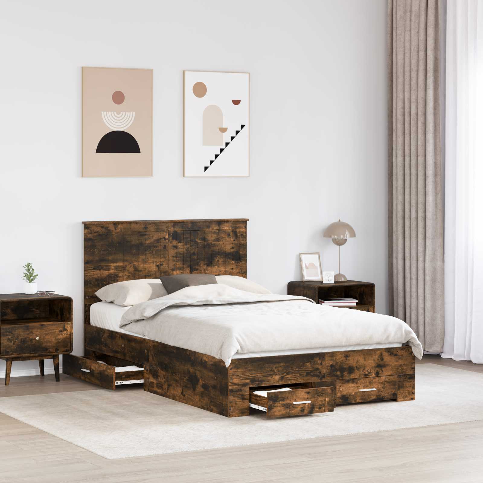 Struttura del letto Rovere fumé 120 x 190 cm Legno multistrato | homemem39