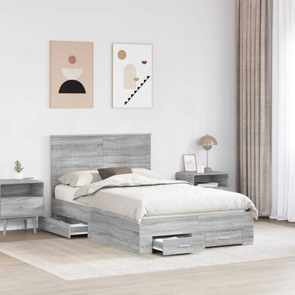 Struttura del letto con testiera Grigio Sonoma 120 x 190 cm | homemem39