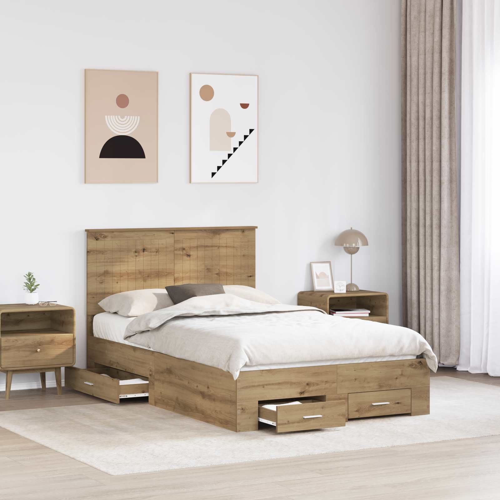 Struttura del letto Rovere artigianale 120 x 190 cm | homemem39