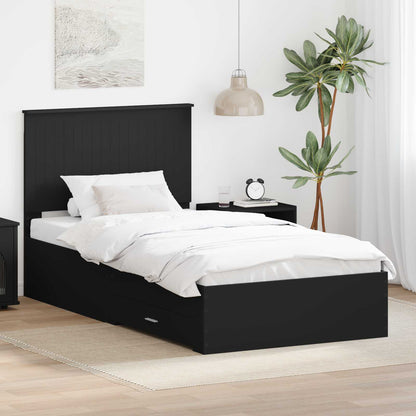 Struttura del letto con testiera Nero e Argento 90 x 200 cm | homemem39