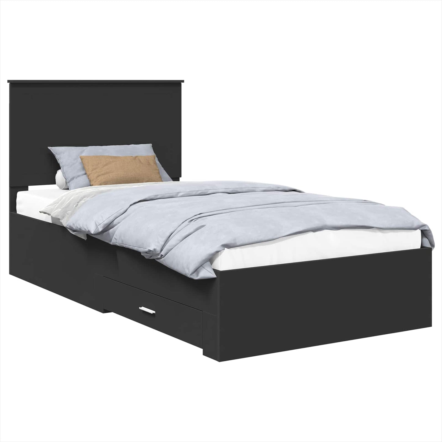Struttura del letto con testiera Nero e Argento 90 x 200 cm | homemem39