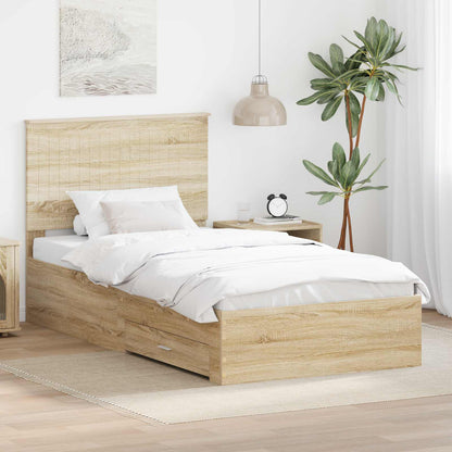Struttura del letto con testiera Rovere Sonoma 100 x 200 cm | homemem39