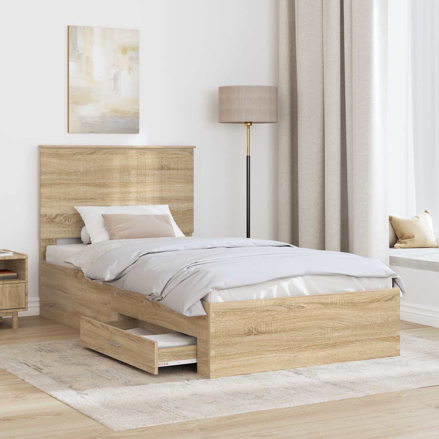 Struttura del letto con testiera Rovere Sonoma 100 x 200 cm | homemem39