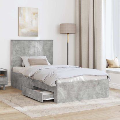 Struttura del letto con testiera Grigio cemento 100 x 200 cm | homemem39