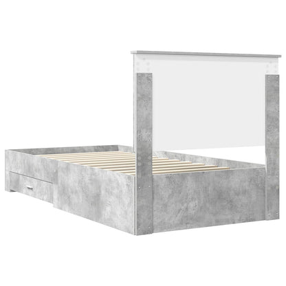 Struttura del letto con testiera Grigio cemento 100 x 200 cm | homemem39