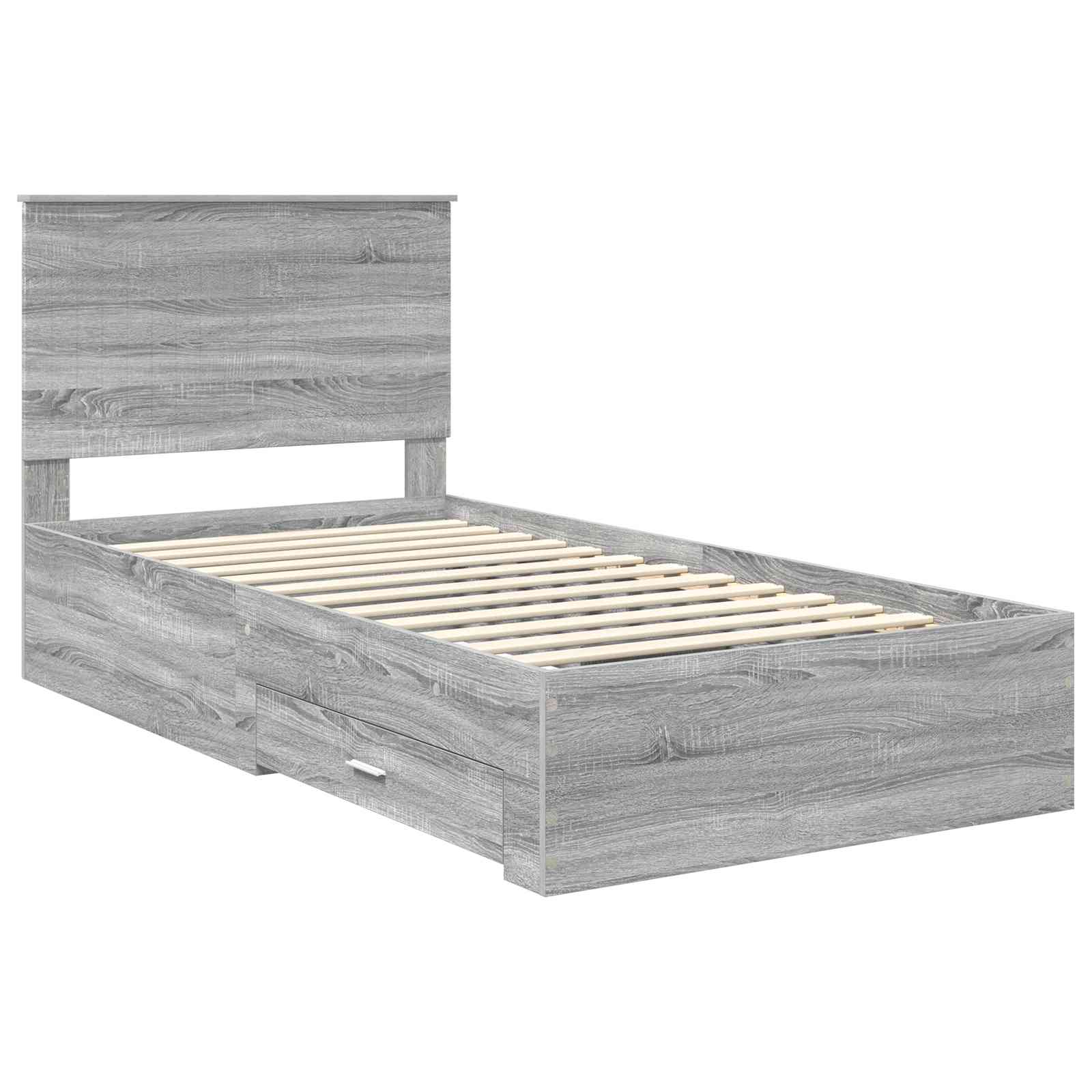 Struttura del letto con testiera Grigio Sonoma 100 x 200 cm | homemem39