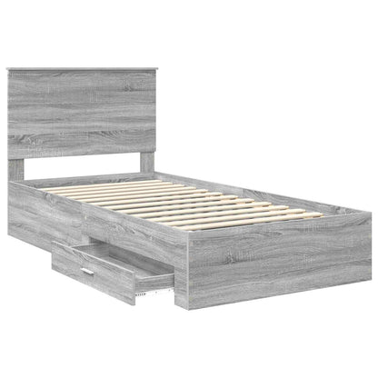 Struttura del letto con testiera Grigio Sonoma 100 x 200 cm | homemem39