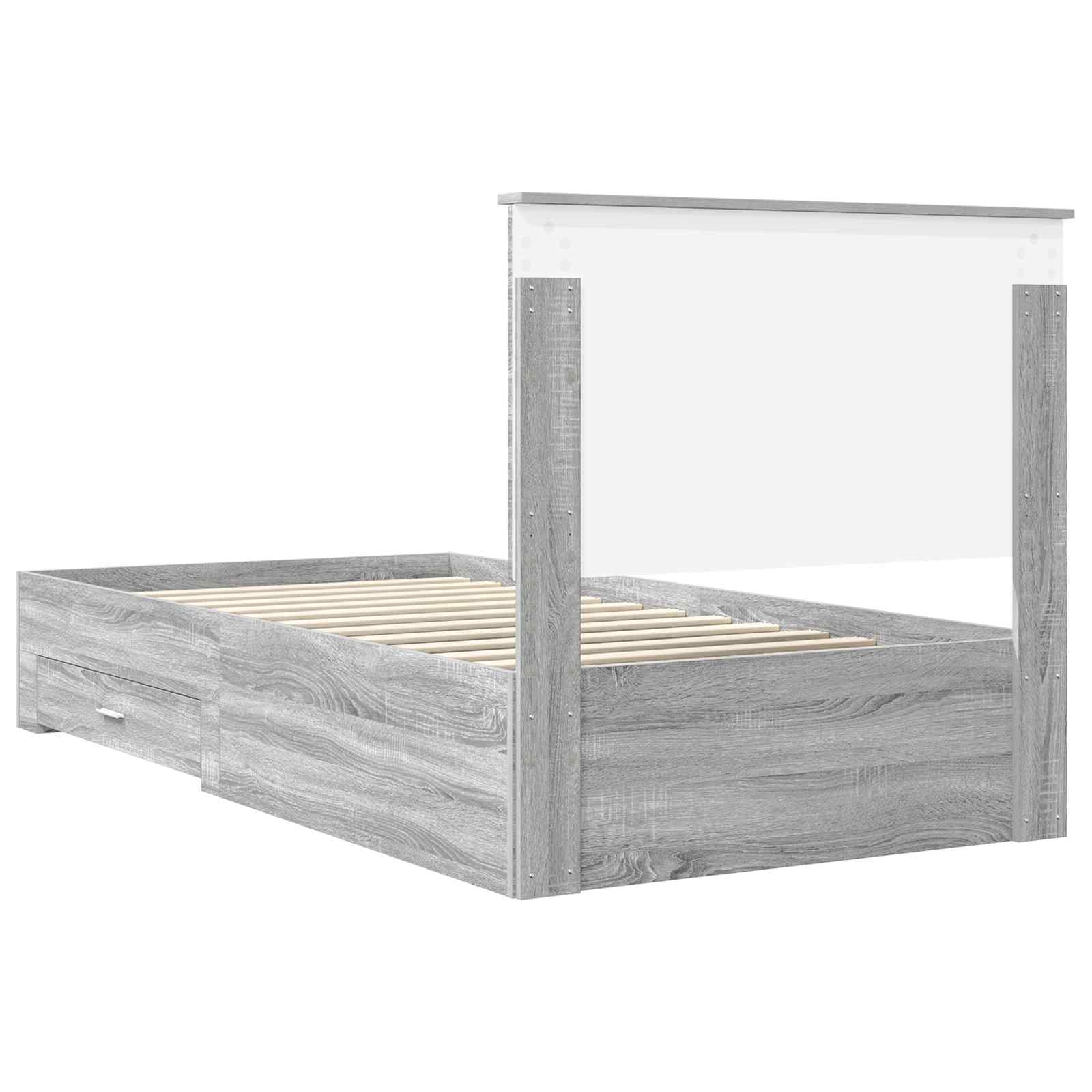Struttura del letto con testiera Grigio Sonoma 100 x 200 cm | homemem39