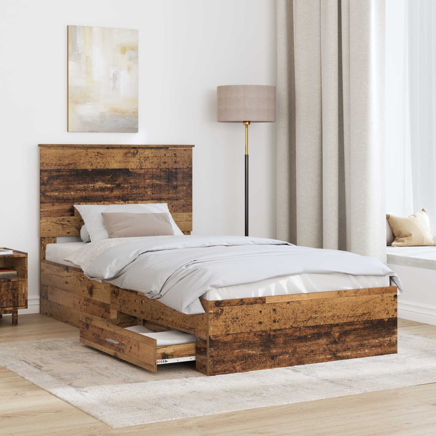 Struttura del letto con testiera Legno vecchio 100 x 200 cm | homemem39