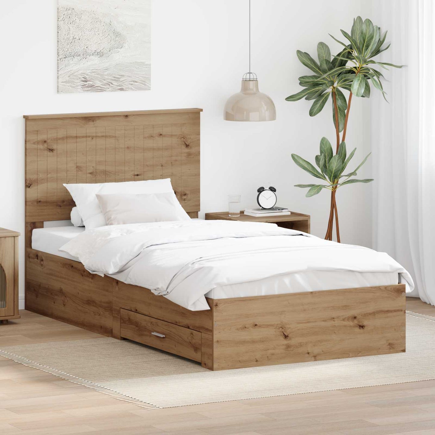 Struttura del letto Rovere artigianale 100 x 200 cm | homemem39
