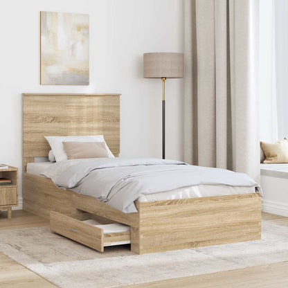 Struttura del letto Rovere Sonoma 90 x 200 cm Legno multistrato | homemem39