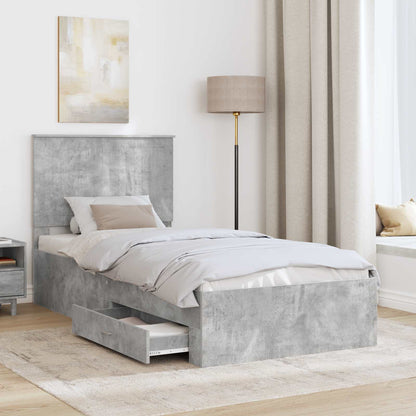 Struttura del letto con testiera Grigio cemento 90 x 200 cm | homemem39