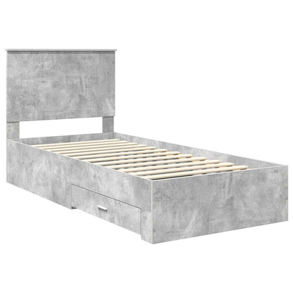 Struttura del letto con testiera Grigio cemento 90 x 200 cm | homemem39