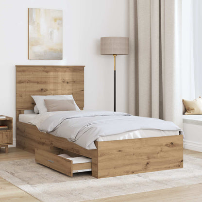 Struttura del letto con cassetto Rovere artigianale 90 x 200 cm | homemem39