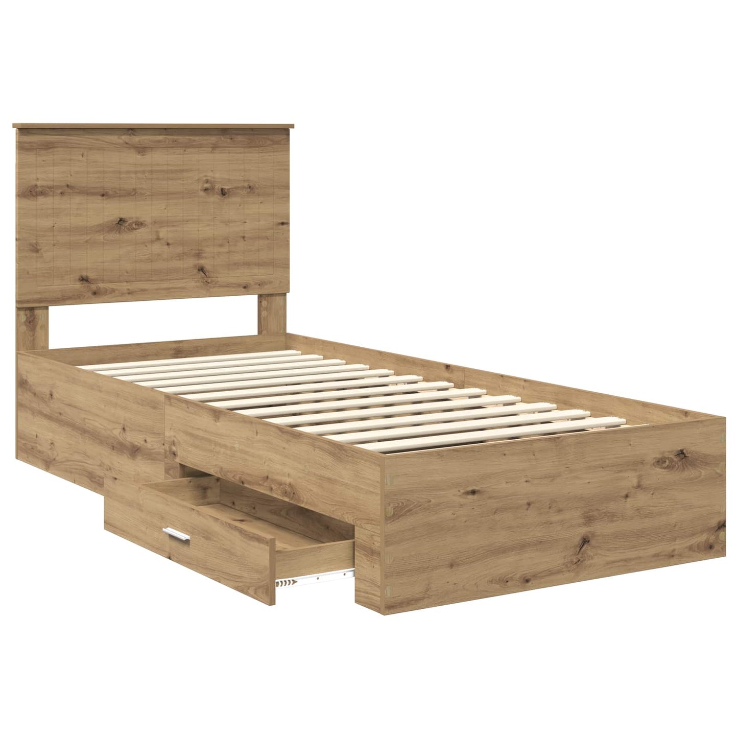 Struttura del letto con cassetto Rovere artigianale 90 x 200 cm | homemem39