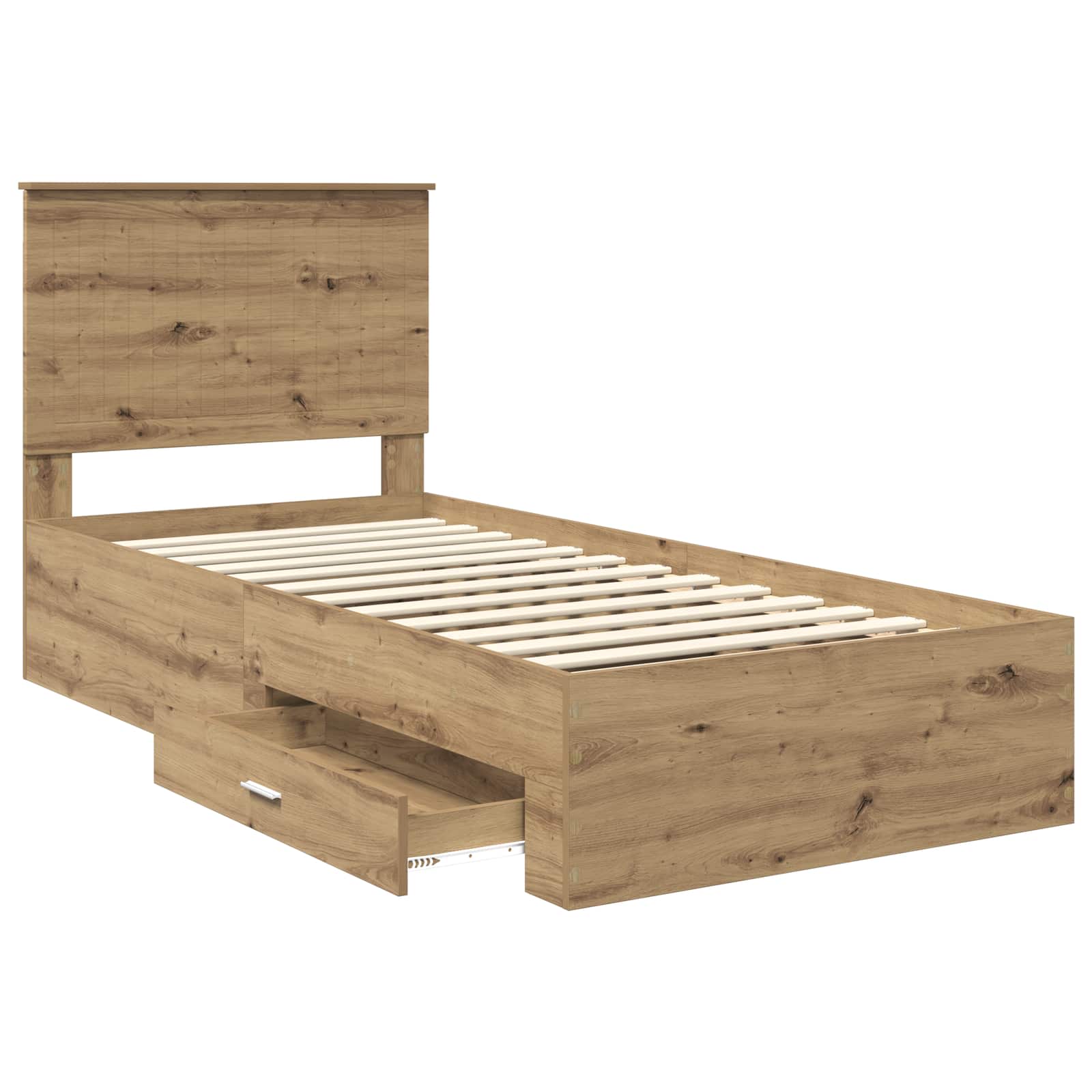Struttura del letto con cassetto Rovere artigianale 90 x 200 cm | homemem39