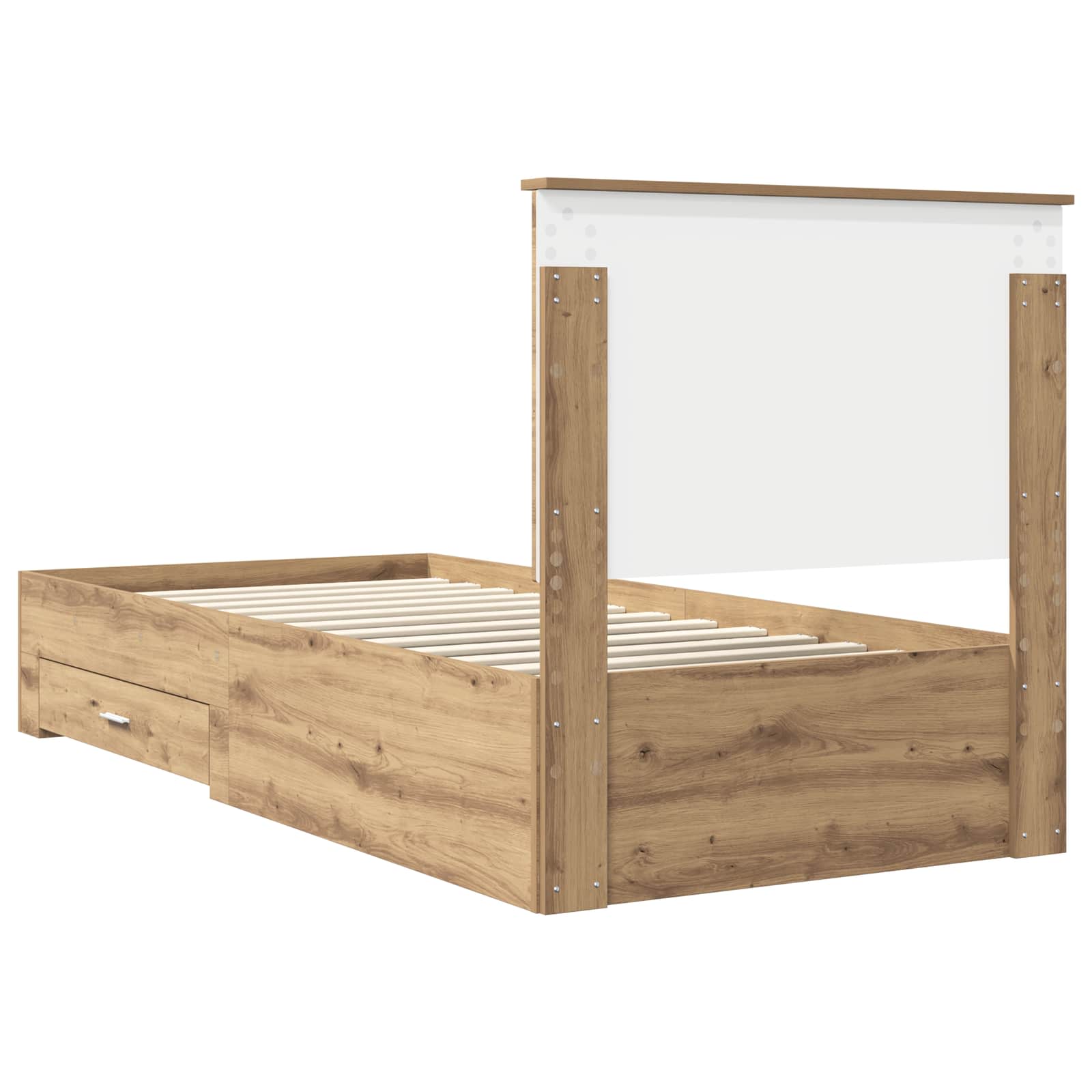 Struttura del letto con cassetto Rovere artigianale 90 x 200 cm | homemem39