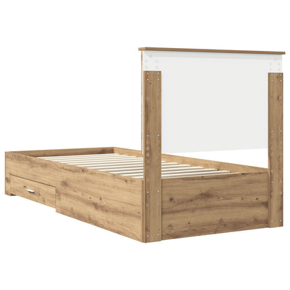 Struttura del letto con cassetto Rovere artigianale 90 x 200 cm | homemem39