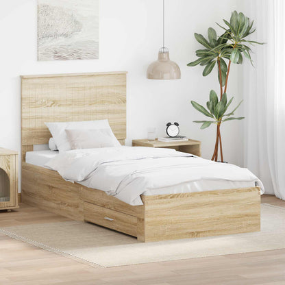 Struttura del letto Rovere Sonoma 90 x 190 cm Legno multistrato